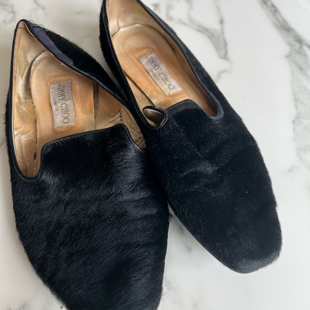 Jimmy Choo Black ponyhair Loafers